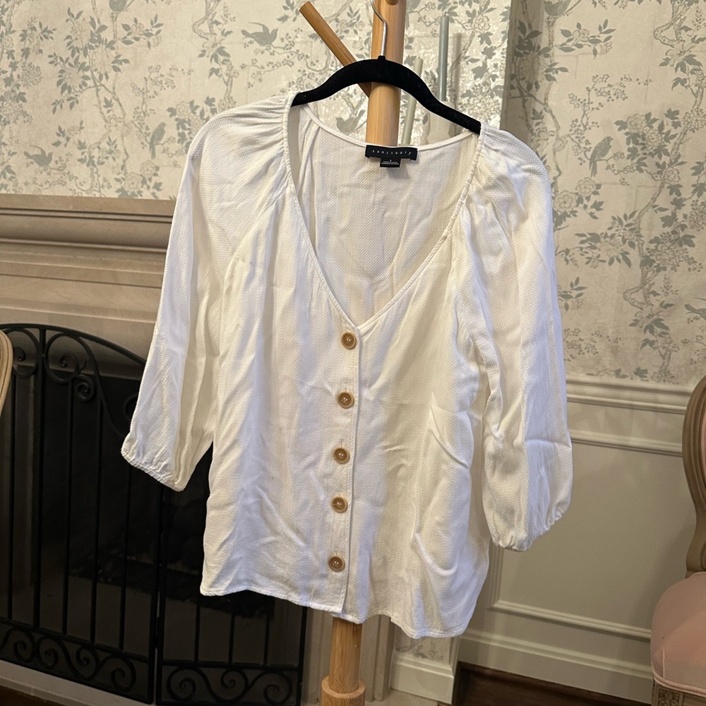 Sanctuary Ivory Button-Up Blouse